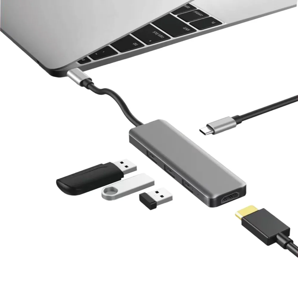 Imagem 2 de 3 do produto Adaptador Hub Usb-c Satellite A-hubc52 5 Em 1 Cinza Power Delivery HDMI Usb 3.0 Leitor Cartões Sd Tf Portátil