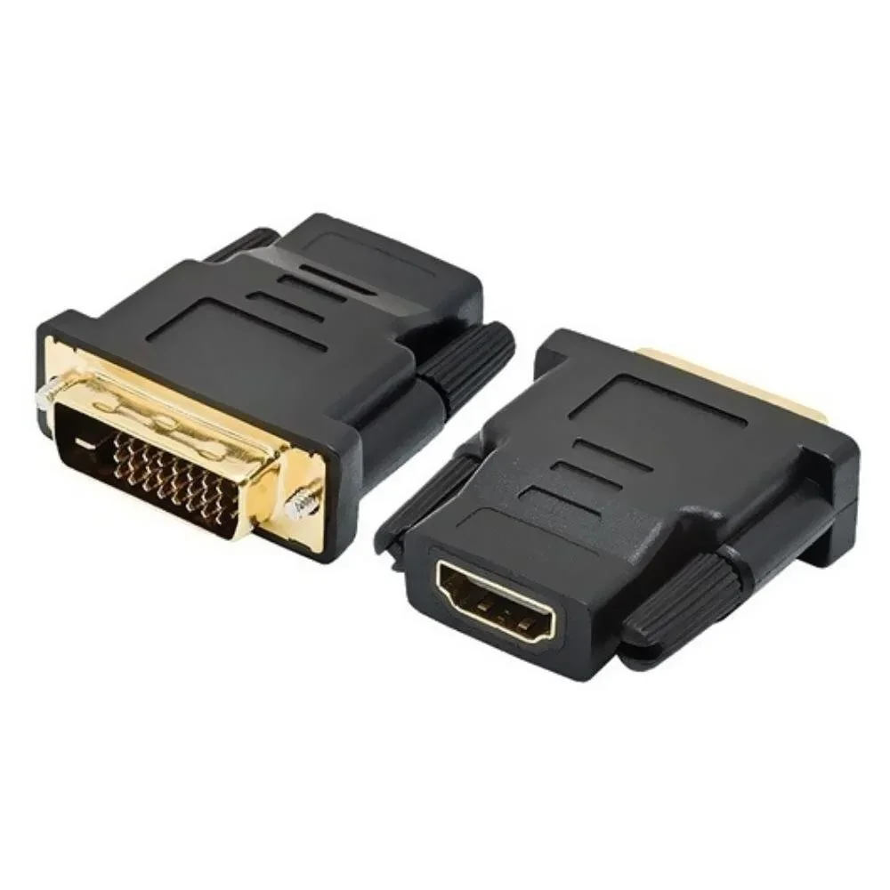 Imagem 1 de 3 do produto Adaptador Conversor HDMI Fêmea Para Dvi Macho 24+1 Dual Link Full Hd 1080p Bidirecional Dourado Placa De Vídeo Monitor Projetor