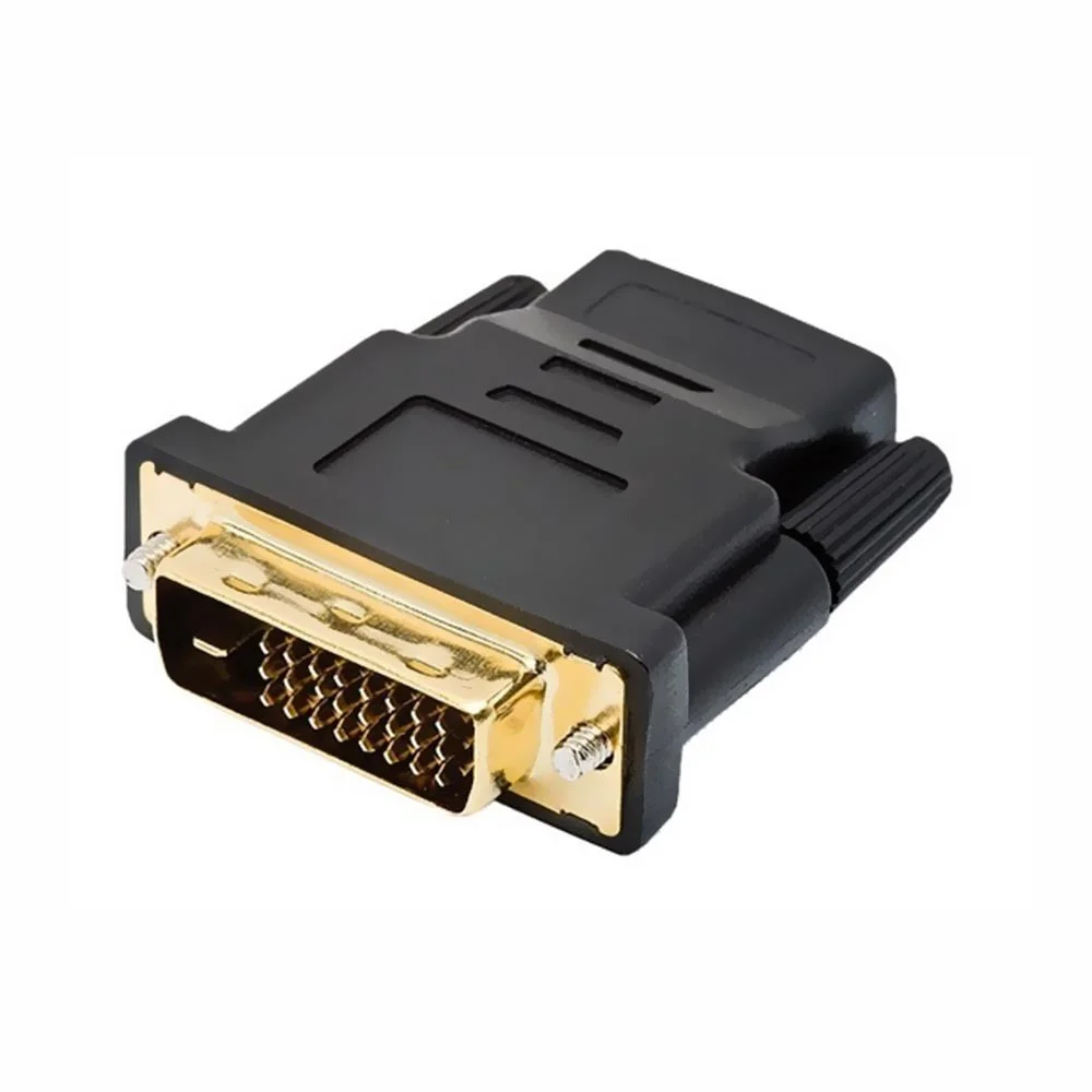 Imagem 2 de 3 do produto Adaptador Conversor HDMI Fêmea Para Dvi Macho 24+1 Dual Link Full Hd 1080p Bidirecional Dourado Placa De Vídeo Monitor Projetor
