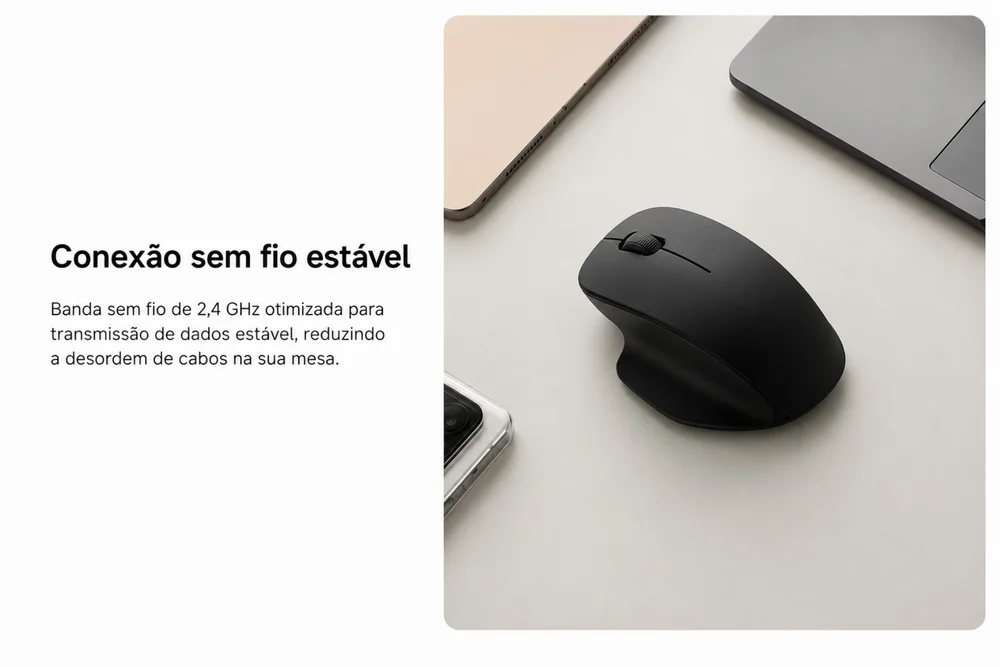Imagem 2 de 5 do produto Mouse Sem Fio Xiaomi Comfort Edition 1200 Dpi 2.4ghz Preto