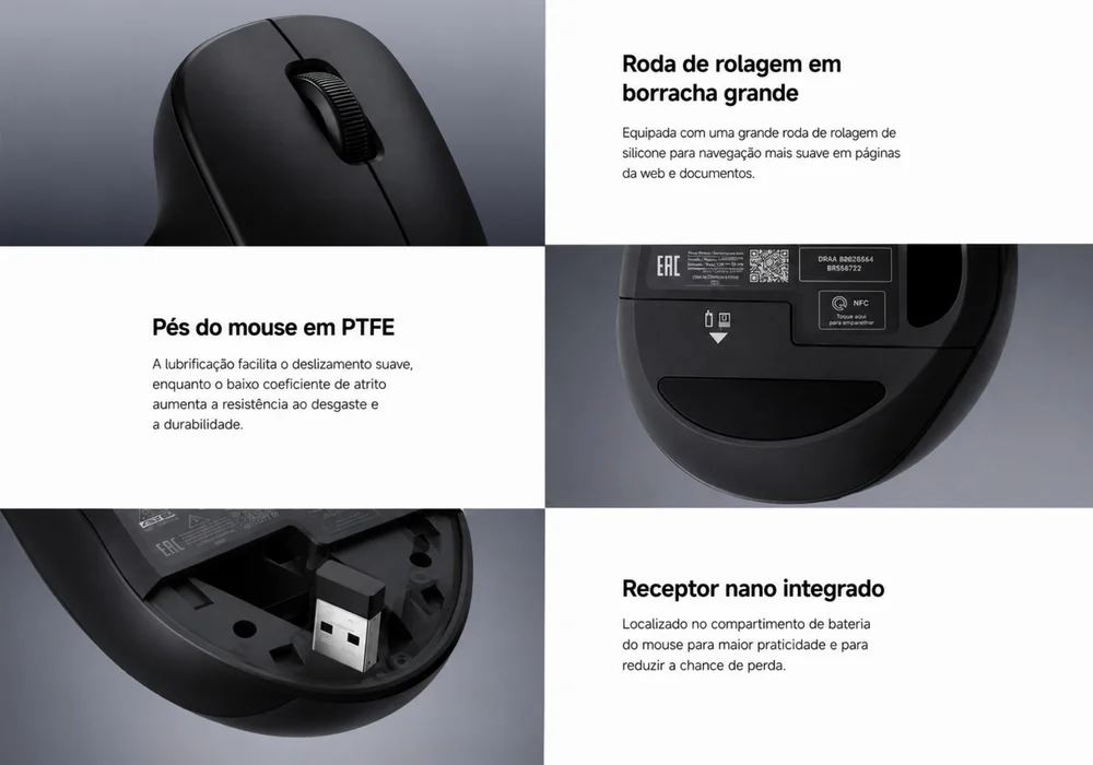 Imagem 4 de 5 do produto Mouse Sem Fio Xiaomi Comfort Edition 1200 Dpi 2.4ghz Preto