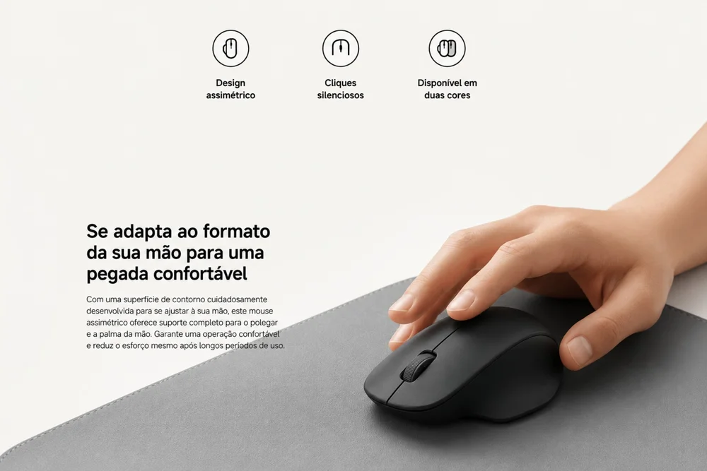 Imagem 5 de 5 do produto Mouse Sem Fio Xiaomi Comfort Edition 1200 Dpi 2.4ghz Preto