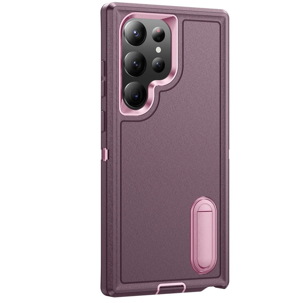 Imagem 1 de 5 do produto Capa Antichoque Anti-impacto com Suporte Integrado para Samsung Galaxy S26 Ultra Preto - Cor: Roxo e Rosé | Brcshop
