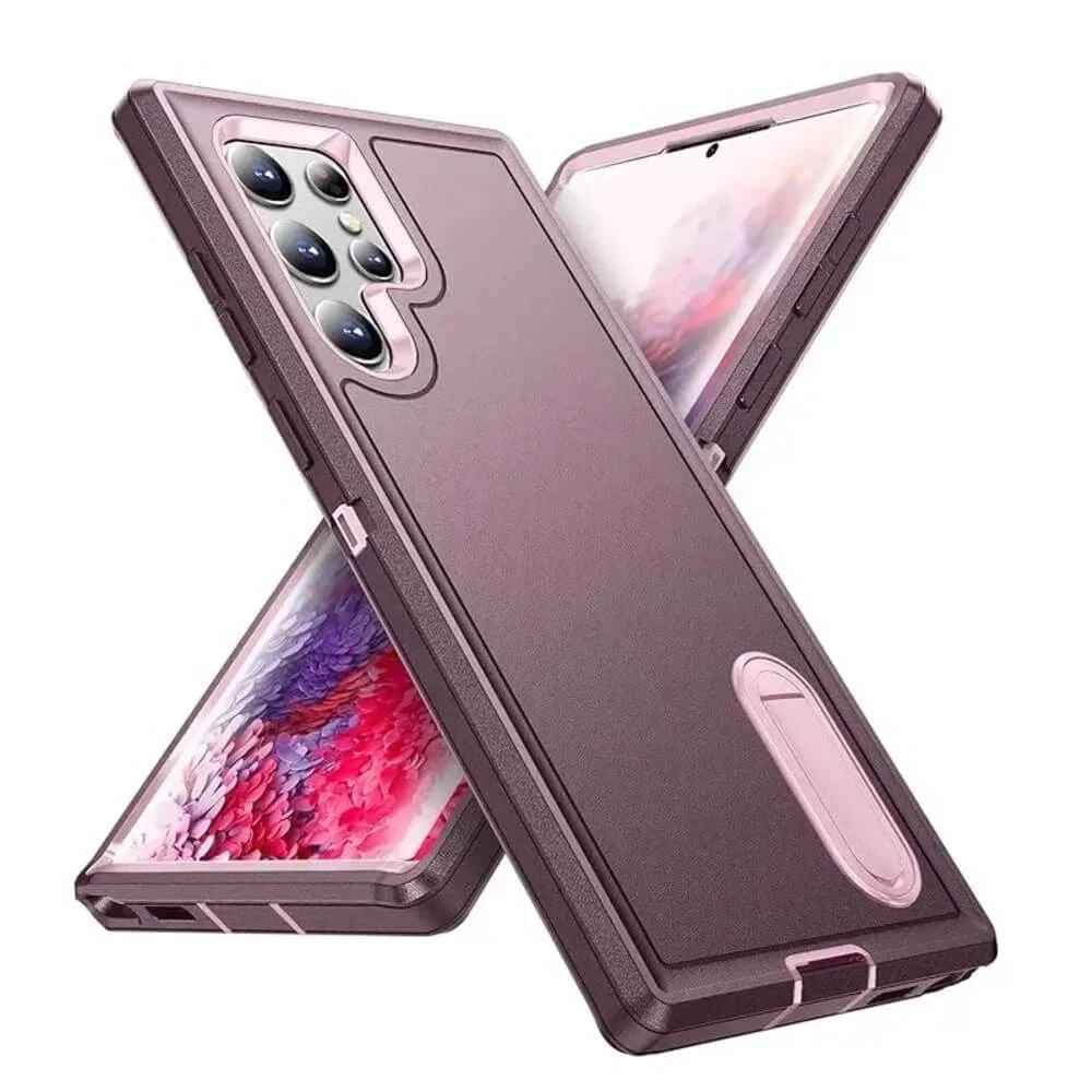 Imagem 2 de 5 do produto Capa Antichoque Anti-impacto com Suporte Integrado para Samsung Galaxy S26 Ultra Preto - Cor: Roxo e Rosé | Brcshop