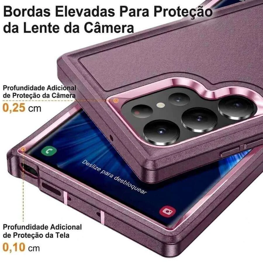 Imagem 4 de 5 do produto Capa Antichoque Anti-impacto com Suporte Integrado para Samsung Galaxy S26 Ultra Preto - Cor: Roxo e Rosé | Brcshop