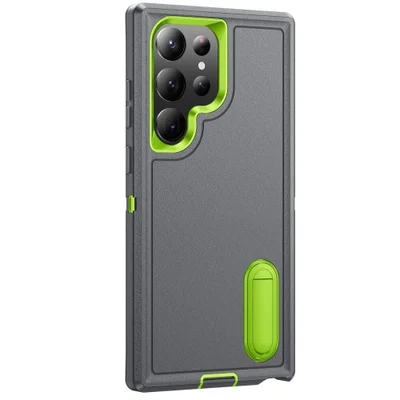 Capa Antichoque Anti-impacto com Suporte Integrado para Samsung Galaxy S26 Ultra Preto - Cor: Cinza e Verde | Brcshop