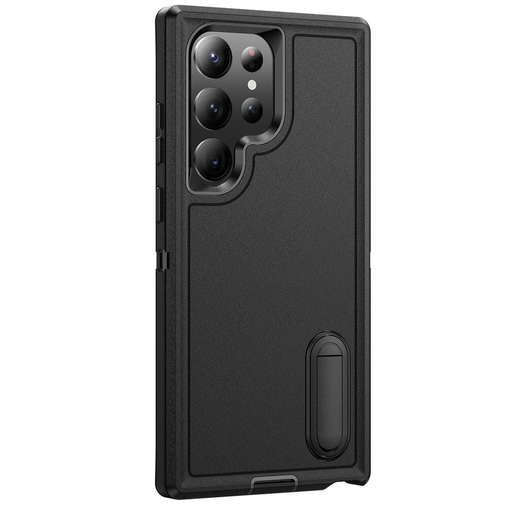 Imagem 1 de 5 do produto Capa Antichoque Anti-impacto com Suporte Integrado para Samsung Galaxy S26 Ultra Preto - Cor: Preto | Brcshop