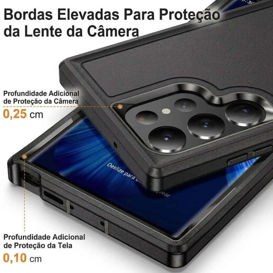 Imagem 4 de 5 do produto Capa Antichoque Anti-impacto com Suporte Integrado para Samsung Galaxy S26 Ultra Preto - Cor: Preto | Brcshop
