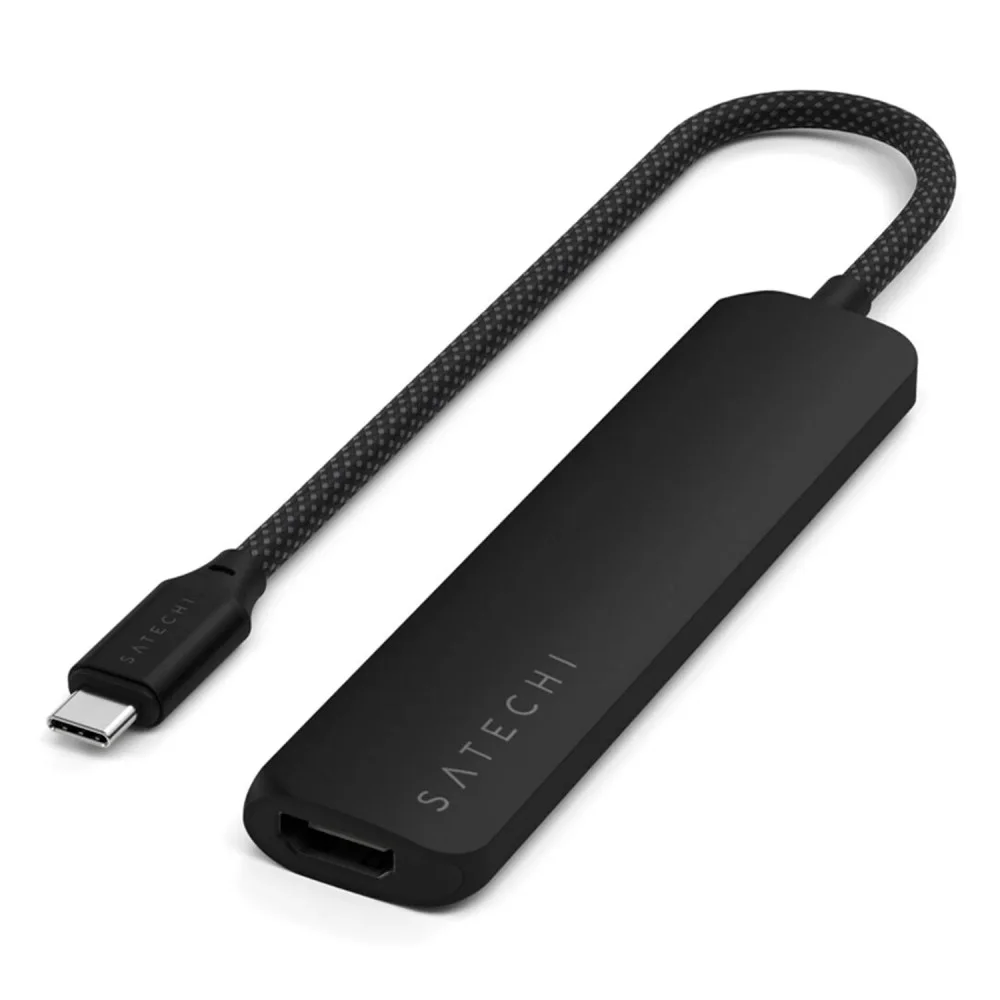 Imagem 2 de 4 do produto Adaptador Hub Usb Satechi St-p6sk 6 Em 1 Type-c 4k HDMI Usb-a Leitor Cartão Sd Pd Preto Conectividade Portátil