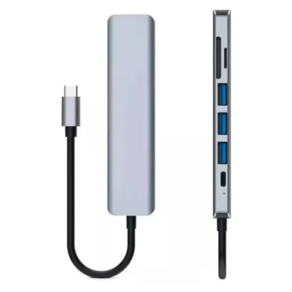 Imagem 2 de 3 do produto Adaptador Hub Usb-c 7 Em 1 Cinza 4k HDMI 3x Usb 3.0 Leitor Cartão Sd Tf Power Delivery 100w Portátil Macbook Notebook