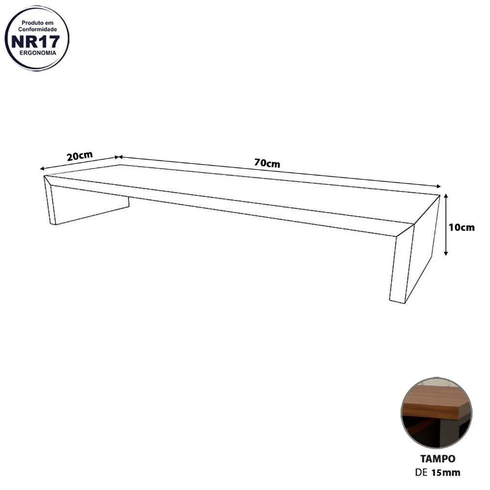 Imagem 3 de 3 do produto Suporte Para Monitor De Mesa F5 Office F5 Ergonomia Mdf 15mm Nogal Marrom