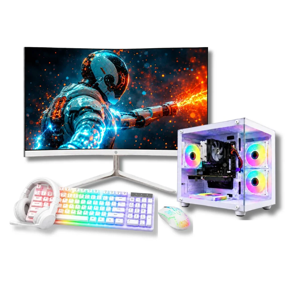 Computador Gamer Branco i5 4ª 16gb Ram Ssd 480gb Rx 560 Tela 23" Gabinete Aquario