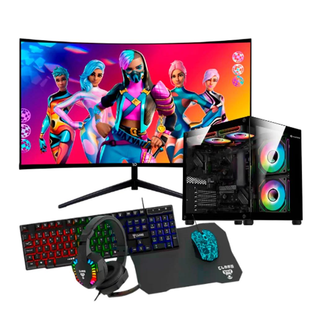 Computador Gamer Preto i7 3ª 16gb Ram Ssd 480gb Rx 580 Tela 23" Gabinete Aquario