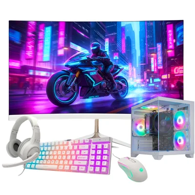 Computador Gamer i7 3ª 16gb Ram Ssd 240gb Rx 560 Tela 23'' Gabinete Aquario Branco