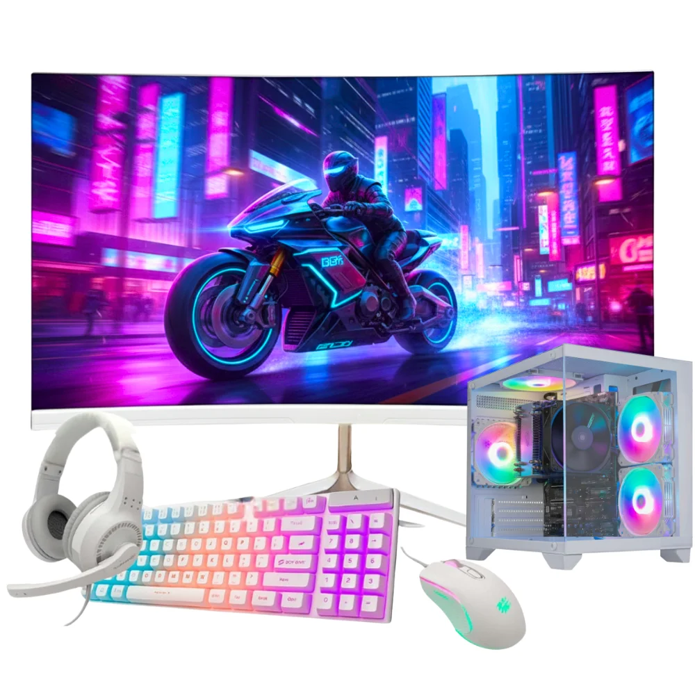 Computador Gamer i7 3ª 16gb Ram Ssd 240gb Rx 560 Tela 23'' Gabinete Aquario Branco