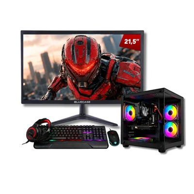 Computador Gamer Preto i5 4ª 16gb Ram Ssd 480gb Rx 560 Tela 21.5" Gabinete Aquario