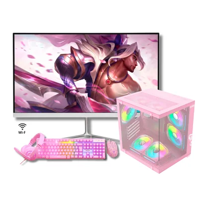 Computador Gamer i7 3ª 16gb Ram Ssd 480gb Rx 560 Tela 23" Branco Gabinete e Combo Rosa