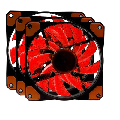 Kit 3x Cooler Fan 120mm Vermelho 16 LEDs F20 Oex Game