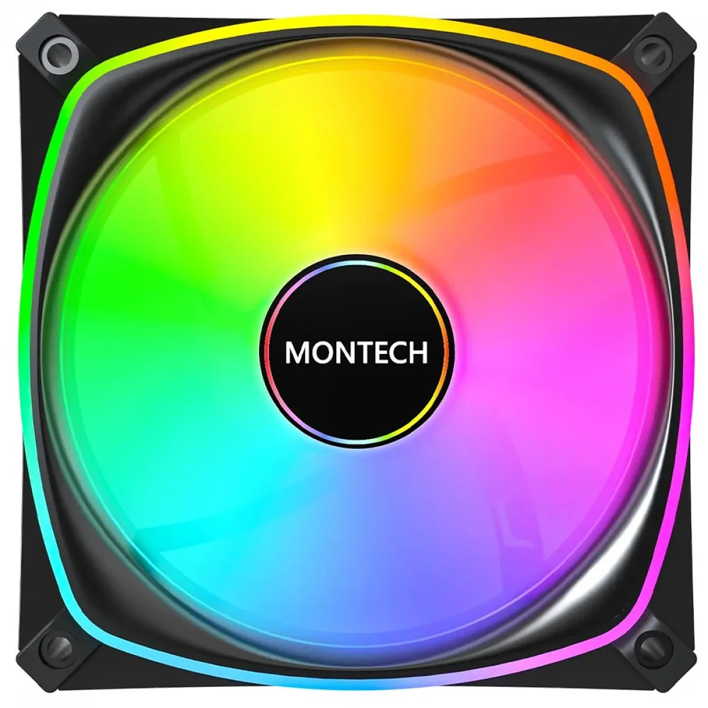 Imagem 2 de 5 do produto Kit Fan Com 3 Unidades Montech Rx120 Pro, ARGB, 120mm, Reverse, Pmw, Preto