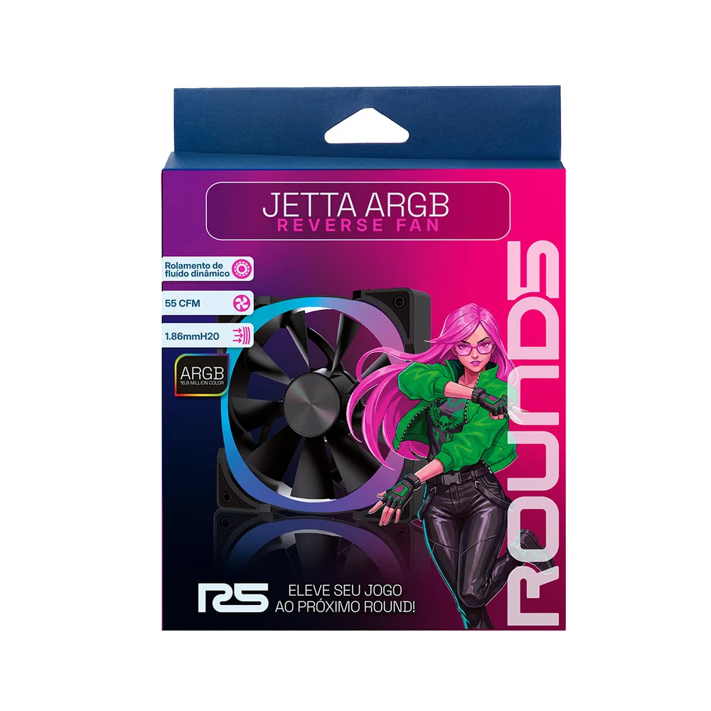 Imagem 5 de 5 do produto Fan 120mm Round5 Jetta Reverse ARGB Preto R5-jetta-rv-b-2293