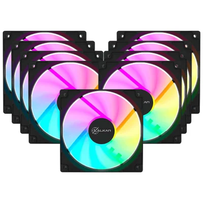 Kit 9x Cooler Fan Lumen Kalkan 120mm RGB 1500rpm 10 LEDs Preto