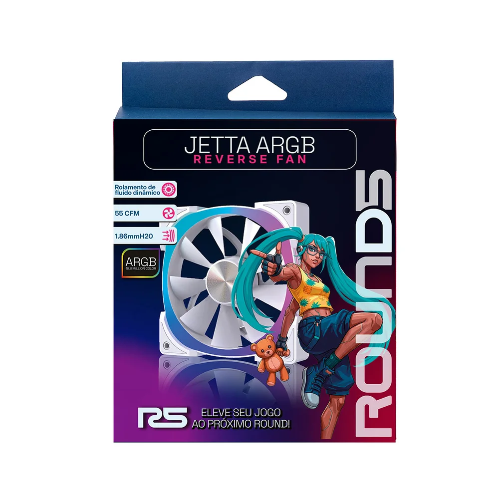 Imagem 2 de 5 do produto Fan 120mm Round5 Jetta Reverse ARGB Branco R5-jetta-rv-w-2292