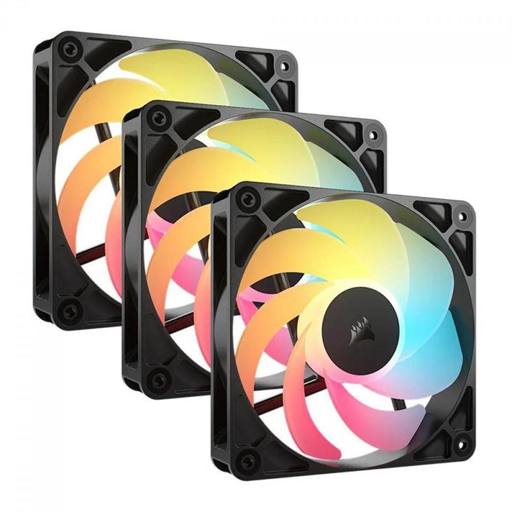 Imagem 1 de 4 do produto Kit Fan Com 3 Unidades Corsair Rs120-r, ARGB, Reverse, 120mm, Preto, Co-9050196-ww