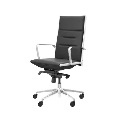Cadeira Office Plus Size Diretor Portland Rivatti Estofada Pu Preto Até 200kg Base Rodizio Nylon