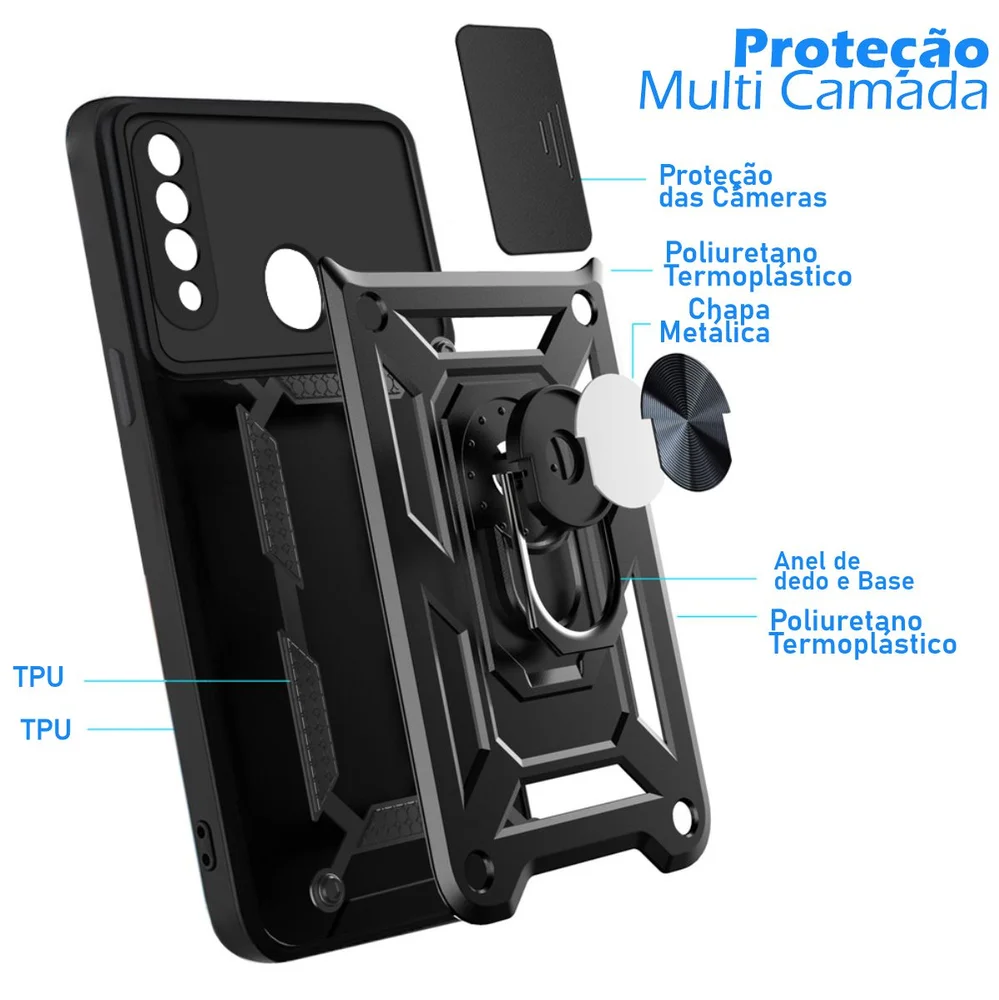 Imagem 4 de 5 do produto Capa Militar P/ Huawei Y6p - Capinha Case Protetora Anti Impacto Queda Armadura Resistente