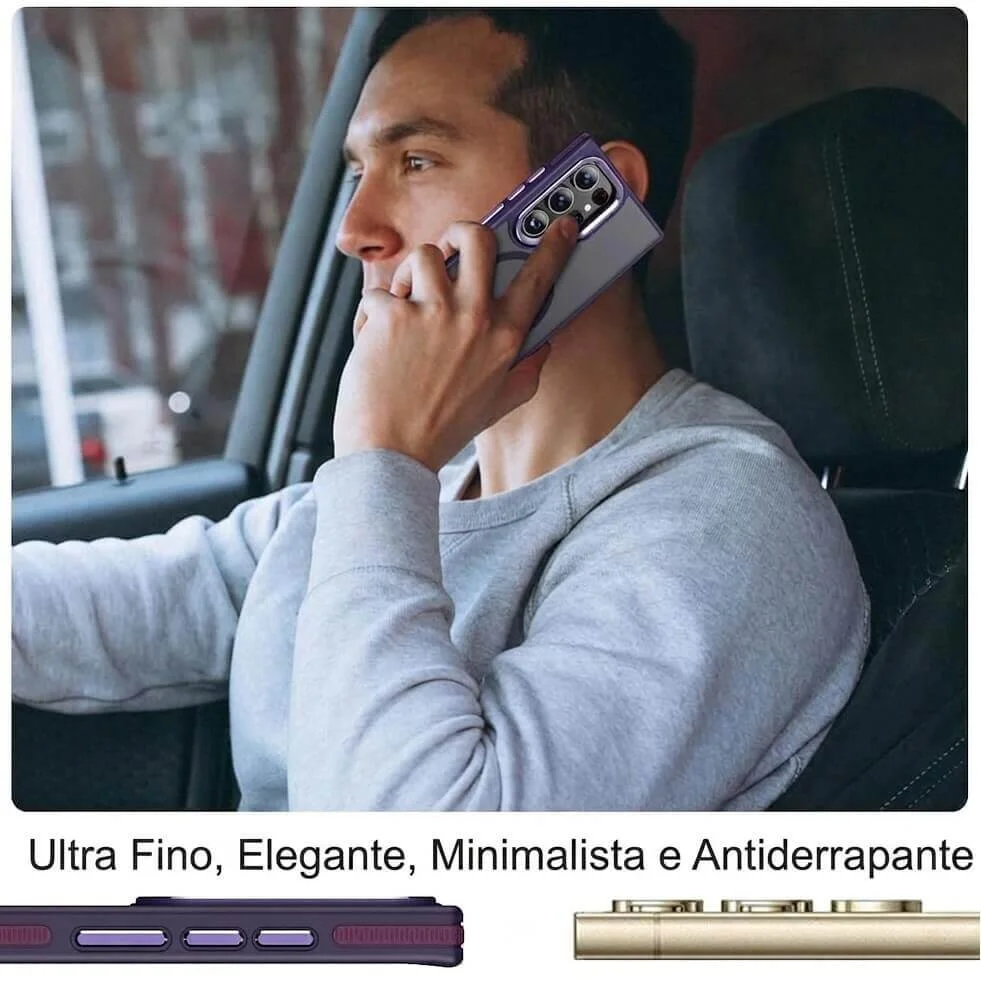 Imagem 3 de 5 do produto Capa Samsung Galaxy S26 Ultra Antichoque Magnética com Borda Antiderrapante Capinha com Proteção de Câmera Elevada - Cor: Roxo | Brcshop