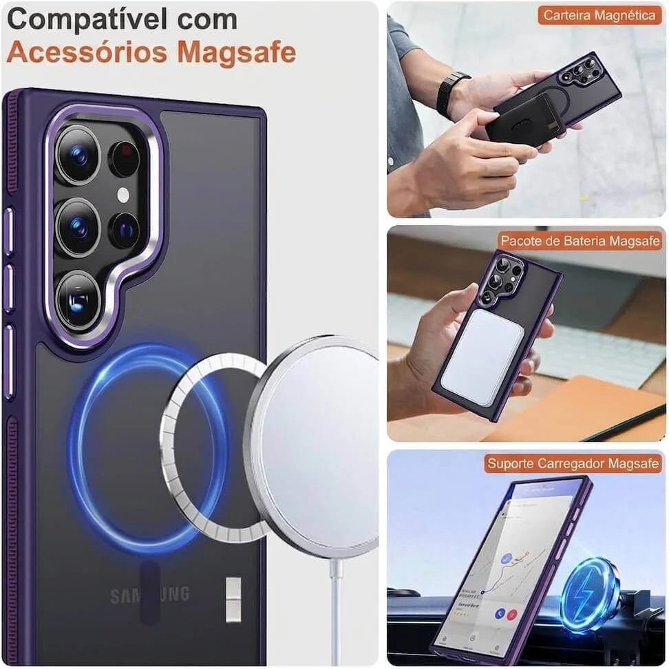 Imagem 5 de 5 do produto Capa Samsung Galaxy S26 Ultra Antichoque Magnética com Borda Antiderrapante Capinha com Proteção de Câmera Elevada - Cor: Roxo | Brcshop