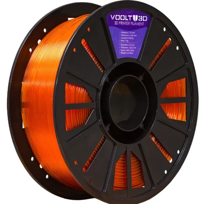 Filamento Impressora 3D PETG Laranja Translúcido 1Kg High Fluidity Premium Voolt 3d