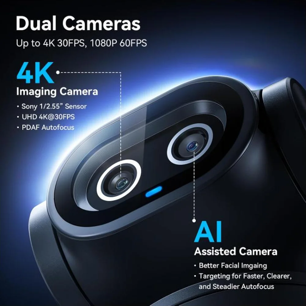 Imagem 3 de 3 do produto Webcam Emeet Pixy 4k Usb Para PC - Ptz, Câmera Dupla, Rastreamento Por Ia, Controle Por Gestos, Sensor Sony
