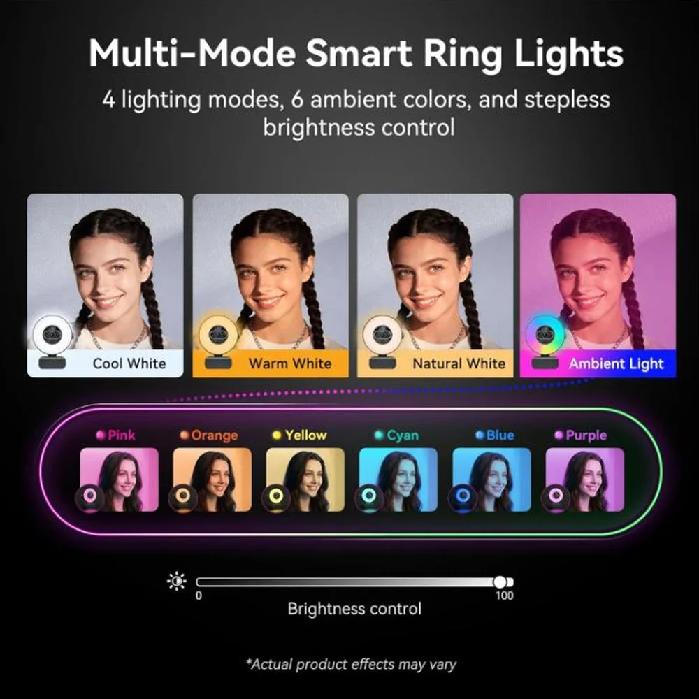 Imagem 3 de 3 do produto Webcam Emeet S600l 4k Usb Para PC - Anel De Luz RGB, Sensor 1/2, Autofoco Pdaf 0,2s, 1080p 60fps