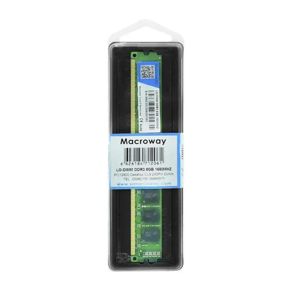 Imagem 4 de 4 do produto Memoria Ram Para Desktop Macroway 8GB Ddr3 1600mhz Cl11 240pin