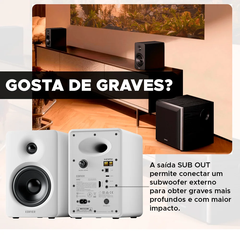 EDIFIER M90 Branca Caixa de Som com Design