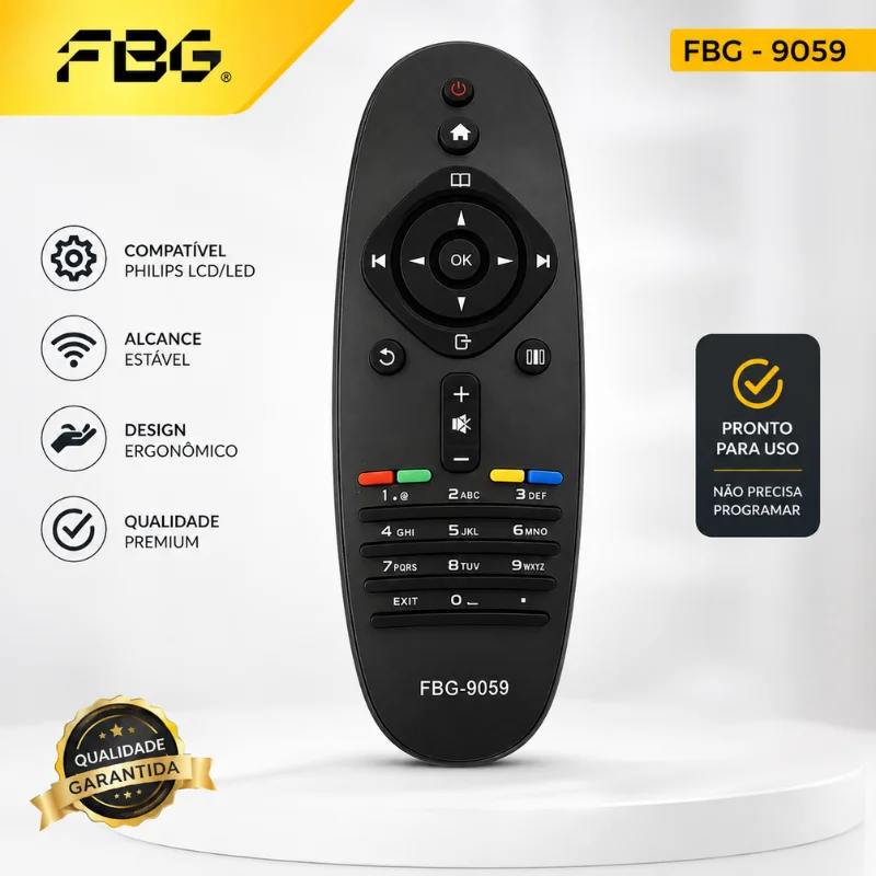 Imagem 3 de 4 do produto Controle Remoto Compatível Com Lcd Tv Philips LED/lcd Fbg-9059