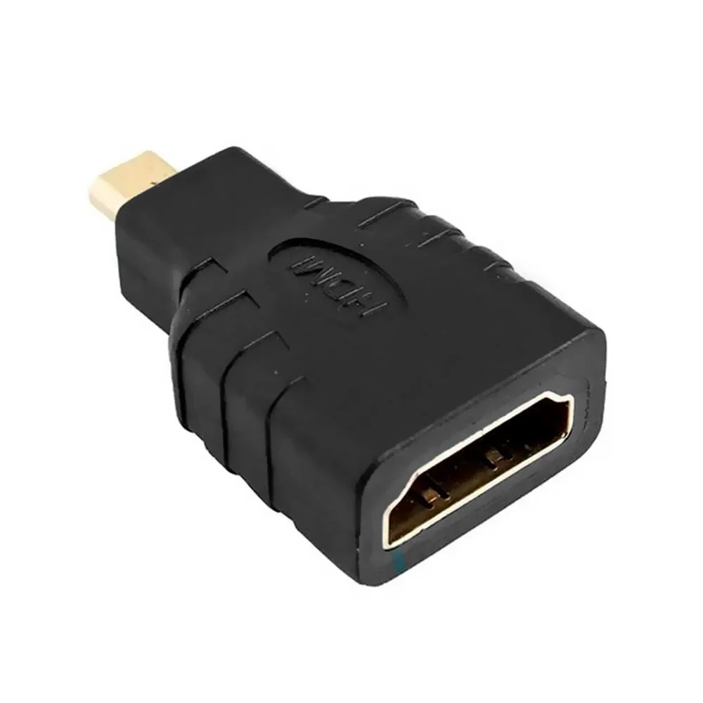 Imagem 1 de 3 do produto Adaptador HDMI Fêmea Micro HDMI Macho Conector 4k Gold Alta Definição Cabo Ponta Conversor Tablet Câmera Preto