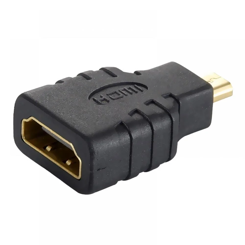 Imagem 2 de 3 do produto Adaptador HDMI Fêmea Micro HDMI Macho Conector 4k Gold Alta Definição Cabo Ponta Conversor Tablet Câmera Preto