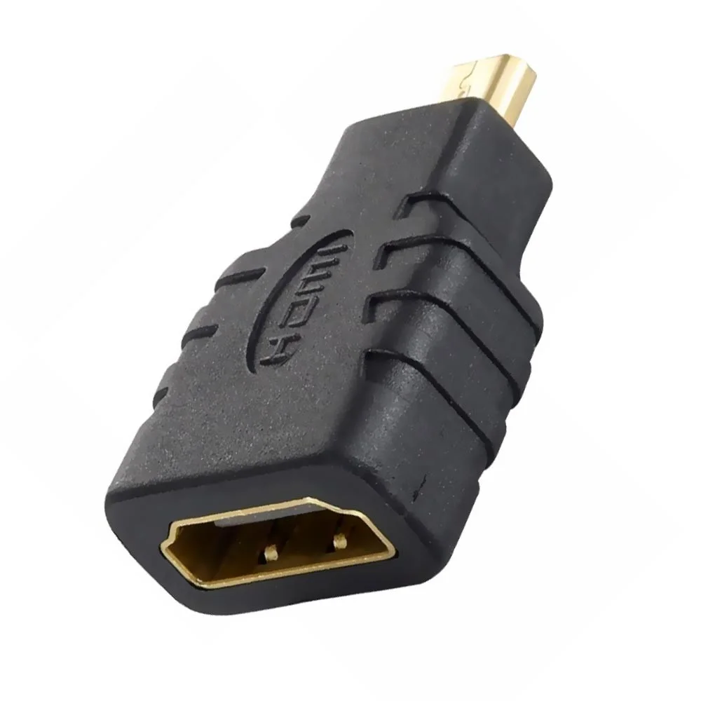 Imagem 3 de 3 do produto Adaptador HDMI Fêmea Micro HDMI Macho Conector 4k Gold Alta Definição Cabo Ponta Conversor Tablet Câmera Preto
