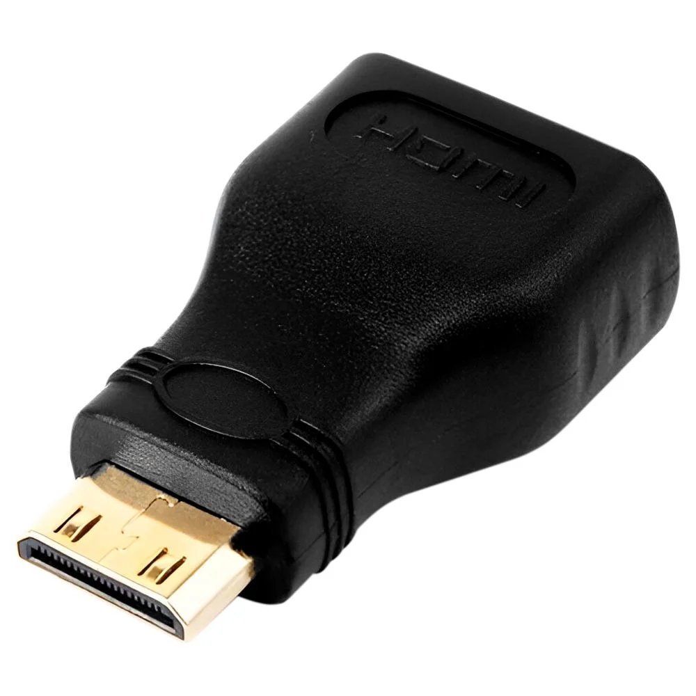 Imagem 2 de 3 do produto Adaptador Conversor HDMI Fêmea Para Mini HDMI Macho 1080p 4k Vídeo Áudio Alta Velocidade Dourado