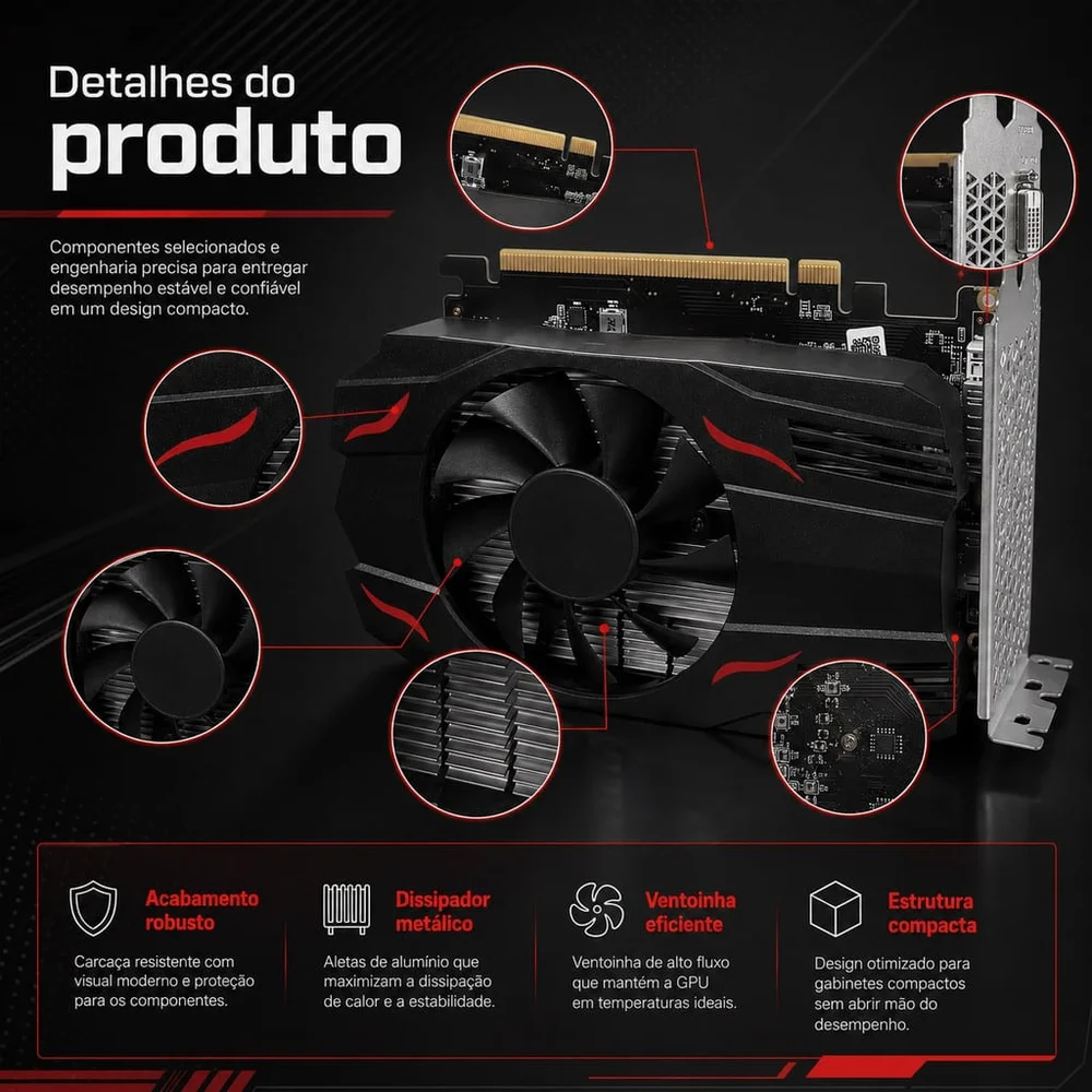 Placa De Vídeo Amd Radeon Rx560 4gb GDDR5 128 Bits HDMI Displayport Dvi PCie 3.0 X8 Gamer Aitek Placa De Vídeo Amd Radeon Rx560 4gb GDDR5 128 Bits HDMI Displayport Dvi PCie 3.0 X8 Gamer Aitek
