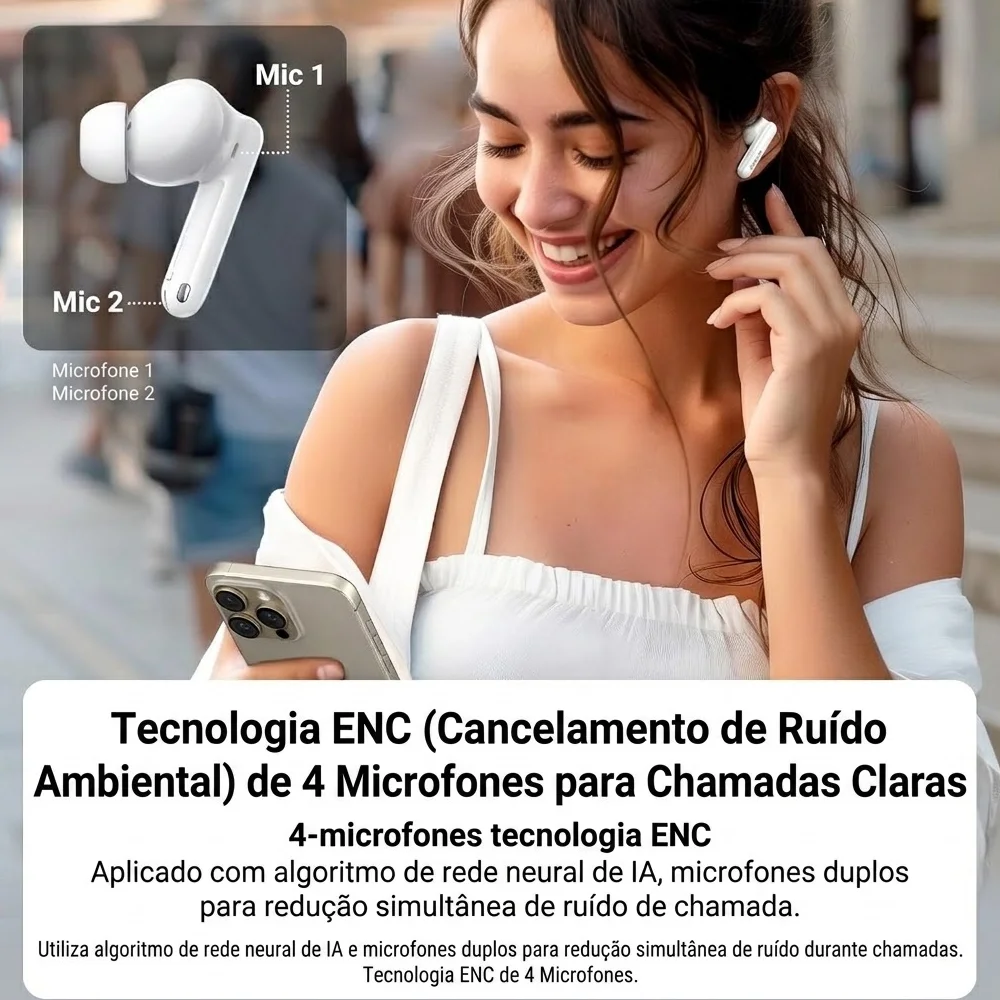 Imagem 5 de 5 do produto Ugreen Hitune T3 Pro Fones Wireless Anc Branco