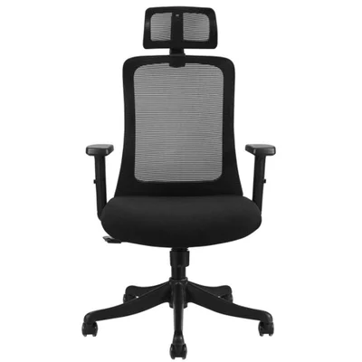 Cadeira Giratória Nr-17 Boston Rivatti C/ Encosto De Cabeça Tela Mesh Preta Base Rodizio Nylon