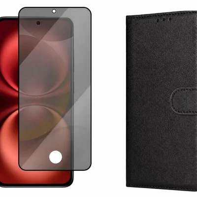 Capa Carteira Flip + Pelicula 3d Privativa Com Furo Digital Para Poco X8 Pro 5g
