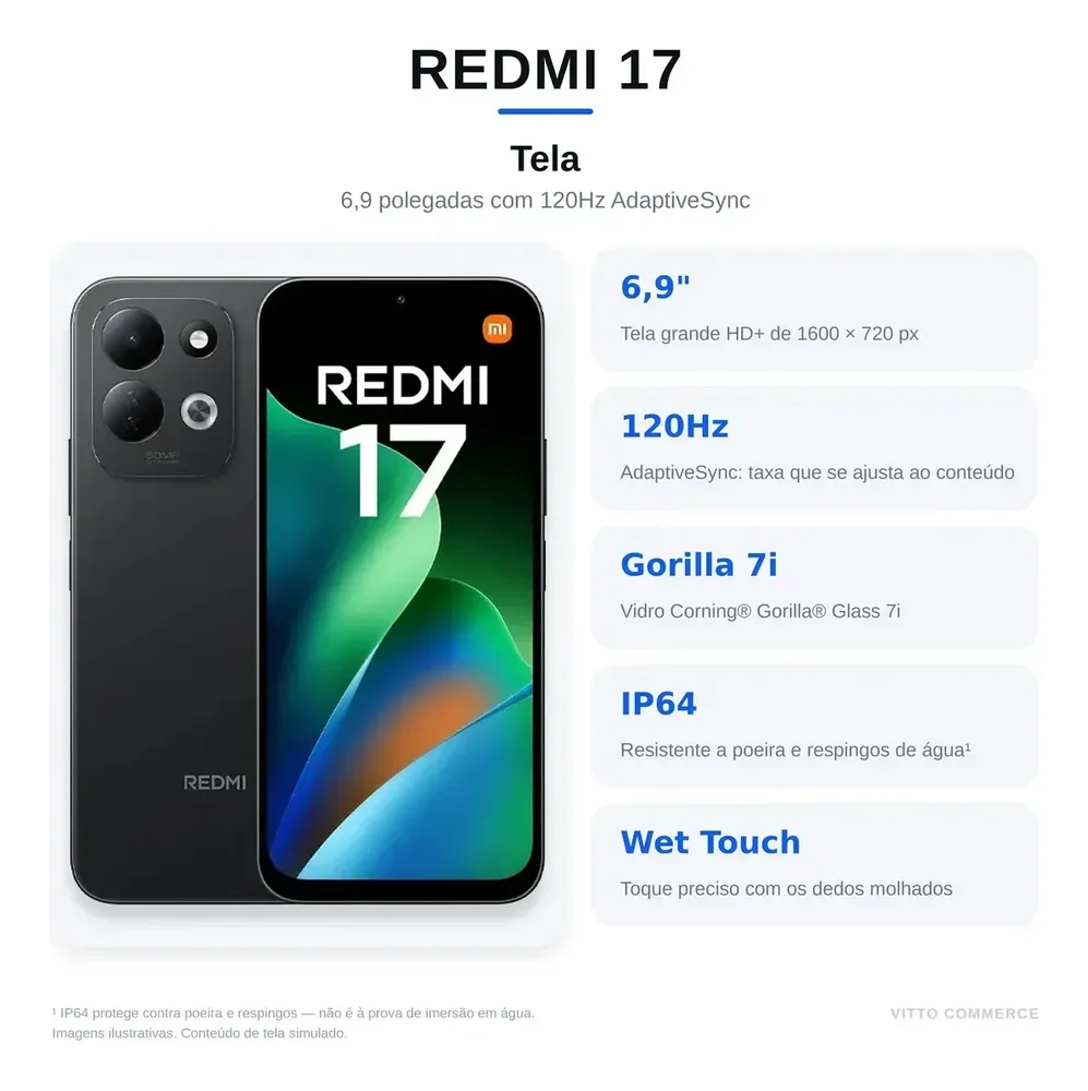 Imagem 3 de 4 do produto Celular Xiaomi Redmi 17 Dual Sim De 128GB 4gb Ram De 6.9" 50mp 8mp - Oak Green (global)