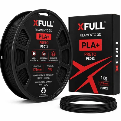 Filamento Pla+ Preto Xfull 1,75mm 1kg Alta Precisão