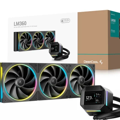 Water Cooler 360mm Deepcool Lm360, ARGB, Display 2.4", Black - R-lm360-bkdmmc-1