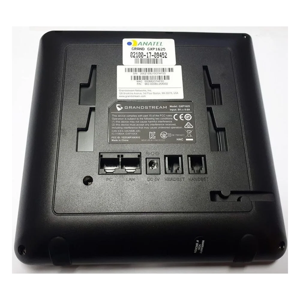 Imagem 4 de 4 do produto Telefone Ip Grandstream Gxp1625 2 Linhas Poe Tela Lcd 132x48 Áudio Hd Viva-voz Voip Empresarial Sip