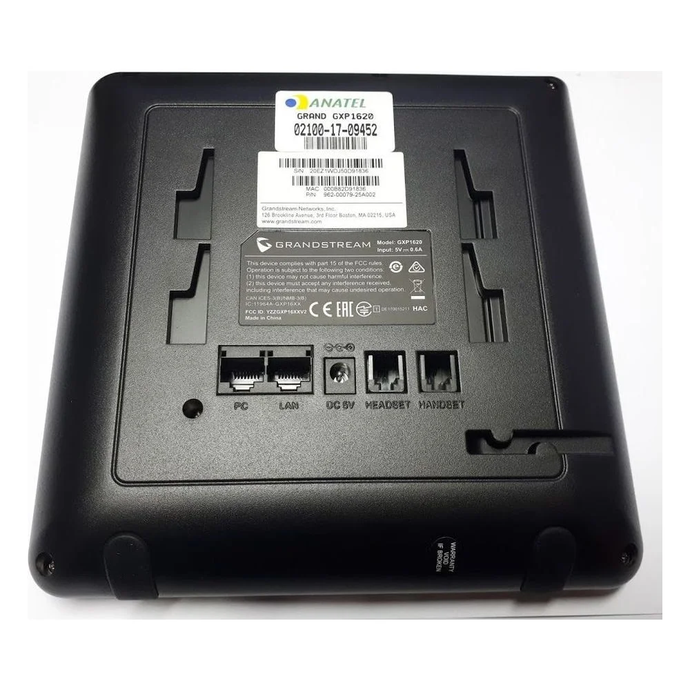 Telefone Ip Grandstream Gxp1620 2 Linhas Sip Áudio Hd Poe Display Lcd Empresarial Preto Anatel